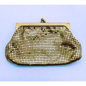 Whiting & Davis Purse Gold Mesh Evening Bag 3.5 in X 5.5 in Made in USA Vintage